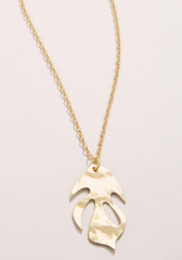 Kai Leaf Necklace – Gold Leaf Pendant Front View