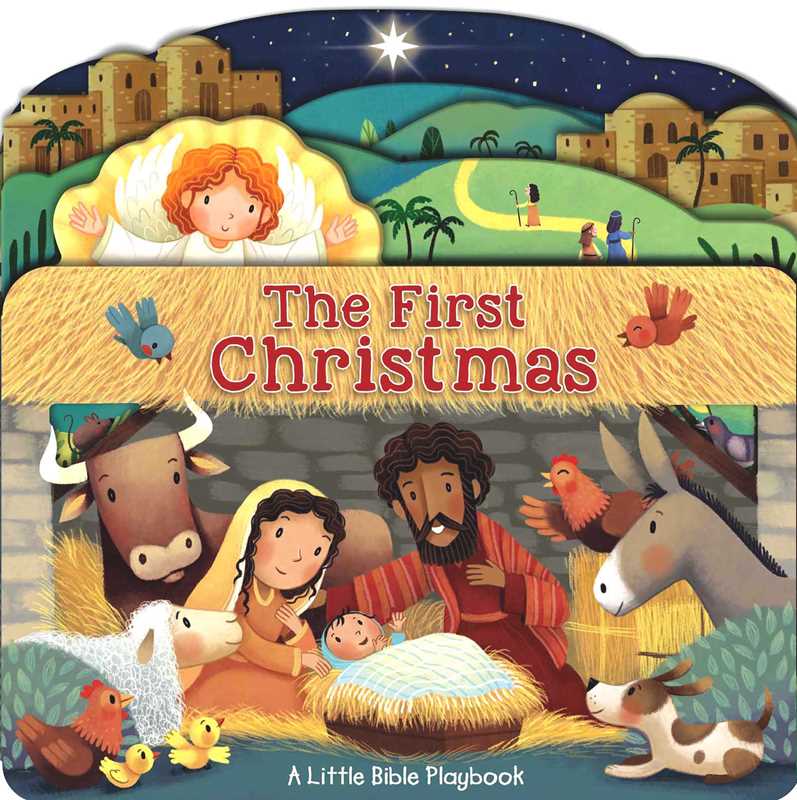 Book cover of 'The First Christmas' with nativity scene illustration.