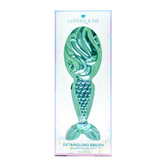 Mermaid detangling brush shown in Glimmer Wish retail packaging.