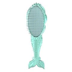 Aqua mermaid tail detangling brush with long flexible bristles.