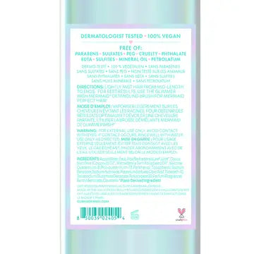 Rear label of Mermaid Hair Detangling Mist showing ingredients and usage directions.