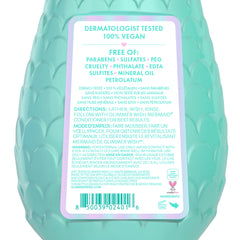 Rear view of Mermaid Shampoo showing ingredients, directions, and cruelty-free icons.