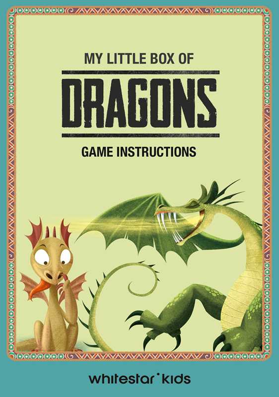 Game instructions for 'My Little Box of Dragons' with cartoon dragons on a light green background.