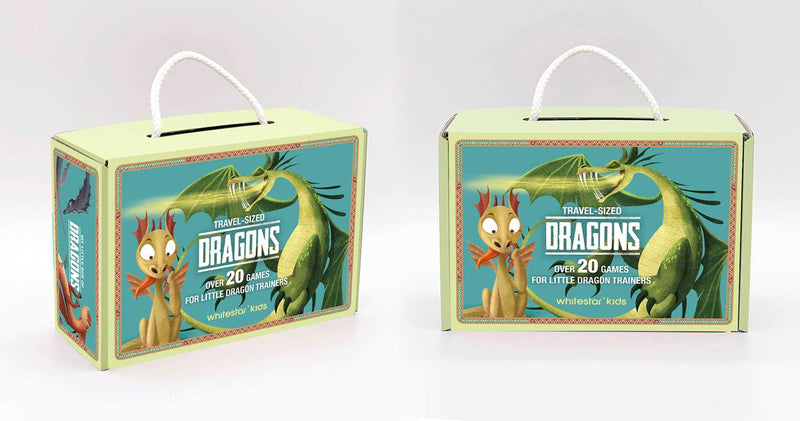 Two boxes with dragon illustrations and text on a white background