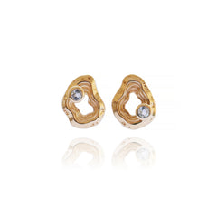 Gold plated Oasis ear studs – recycled sterling silver with topaz stone