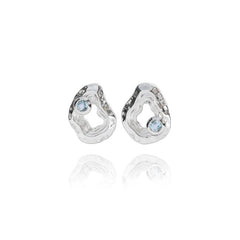 Oasis ear studs jewelry in sterling silver with blue topaz gemstone