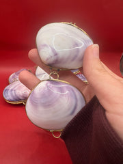 Pair of purple clam shell coin purses - coastal accessories