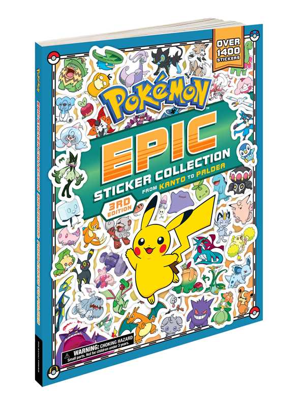Pokémon Epic Sticker Collection book with Pikachu and various Pokémon characters on a white background