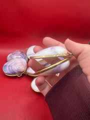 Purple clam shell coin purse closed - women's coastal accessory