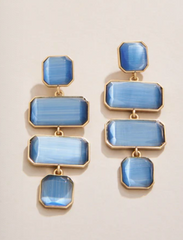 Quad Earrings – Optic Blue Glass Front View