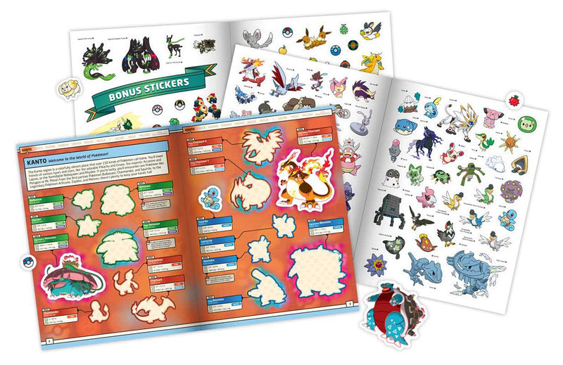 Sticker book with colorful stickers and bonus sticker sheet on a white background