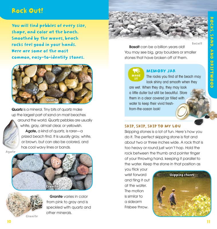 Educational page about beach stones with images and text.