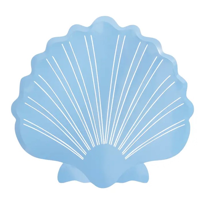 Blue scallop shell stainless steel powder-coated wall art 26 inches