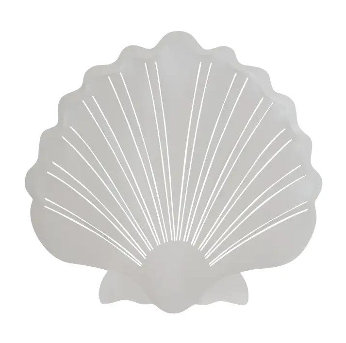 White scallop shell stainless steel powder-coated wall art 26 inches