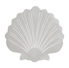 White scallop shell stainless steel powder-coated wall art 26 inches