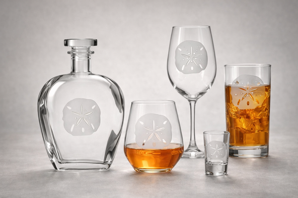 Sand Dollar Etched ROLF glassware
