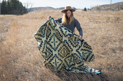 Andean Alpaca Wool Blanket - Blue Chakana