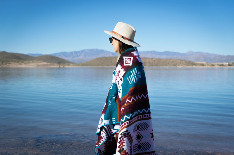 Andean Alpaca Wool Blanket - Turquoise