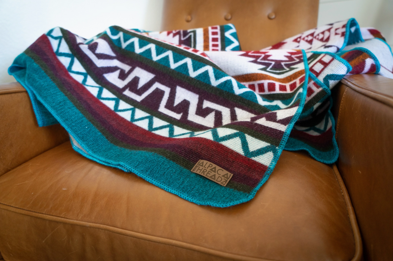 Andean Alpaca Wool Blanket - Turquoise