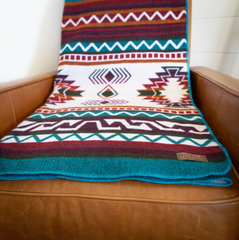 Andean Alpaca Wool Blanket - Turquoise