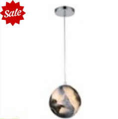 Blue Planetary 1-Light Pendant in Blue Planet and Chrome with a Hand-formed Glass Orb