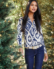 Nora Half-Zip Top Bascom Ikat