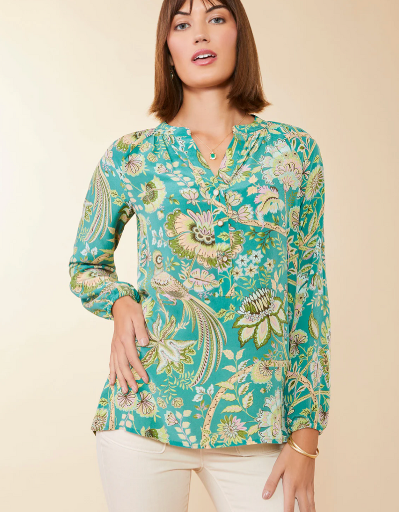 Cora Silk Blouse Mystic Moss Bird