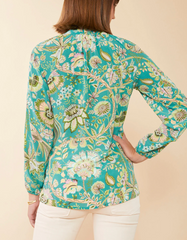 Cora Silk Blouse Mystic Moss Bird