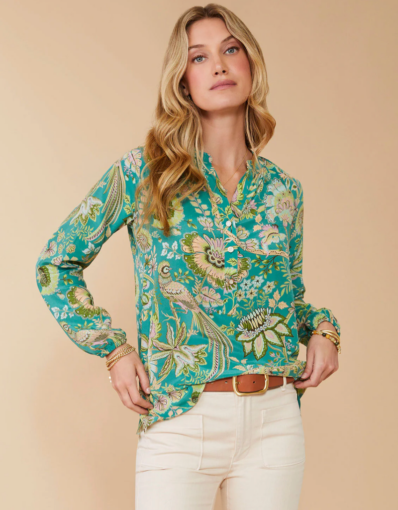 Cora Silk Blouse Mystic Moss Bird