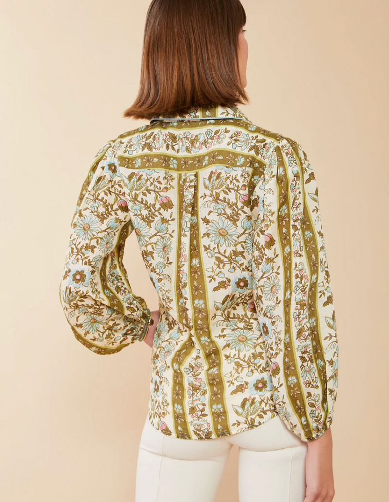 Claudette Blouse Mystic Moss Flower