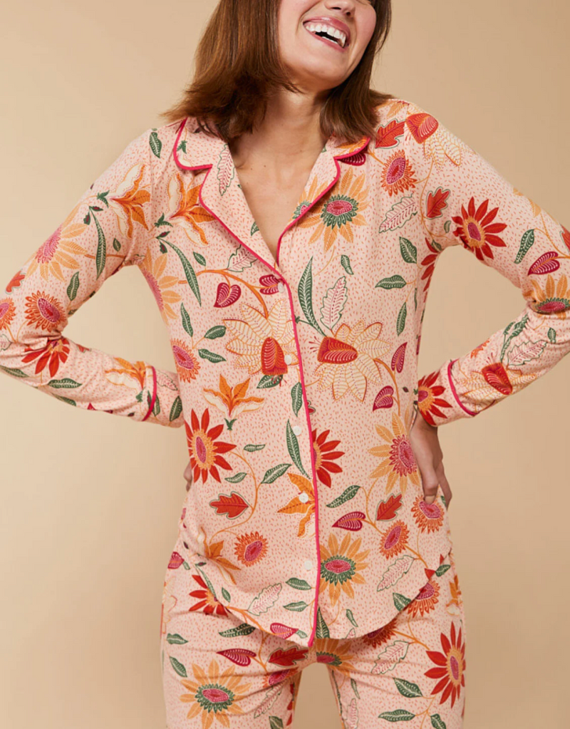 Pajama Top Botanic Garden Boho Floral Peach