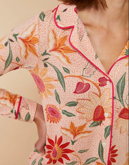 Pajama Top Botanic Garden Boho Floral Peach