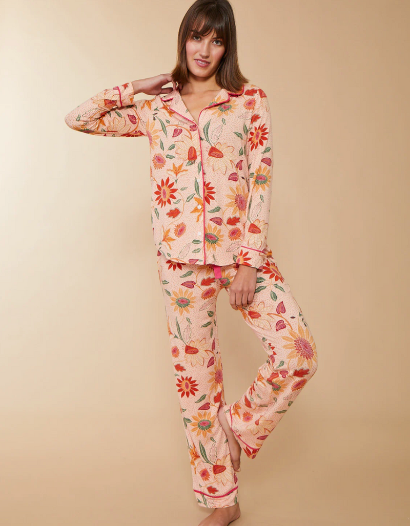 Pajama Top Botanic Garden Boho Floral Peach