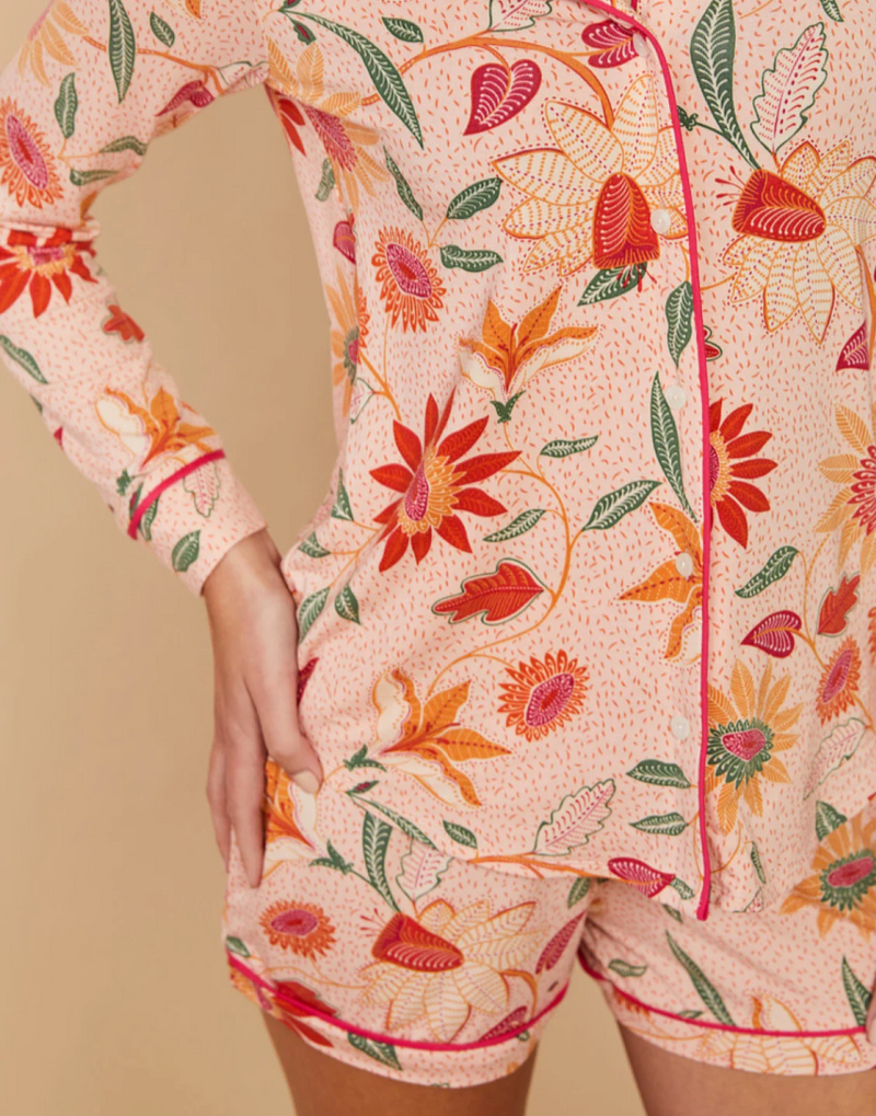 Pajama Short Botanic Garden Boho Floral Peach