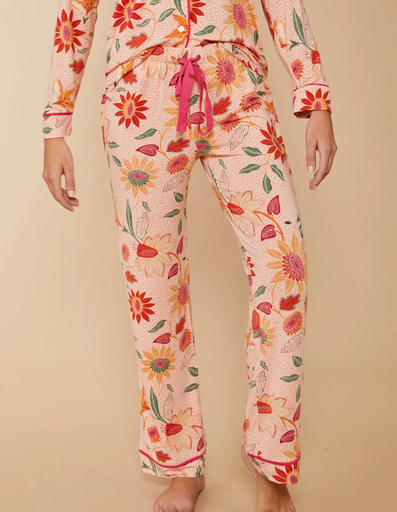 Pajama Pant Botanic Garden Boho Floral Peach