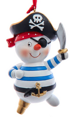 Christmas Ornament - Beach Pirate Snowman Coastal Holiday Decor 4