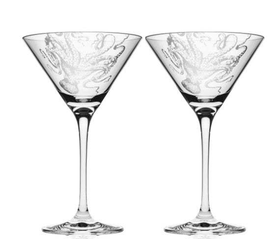 Lucy Octopus Etched Glassware