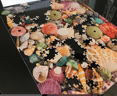 Seashell Collection jigsaw puzzle showcasing colorful seashells on a black background,