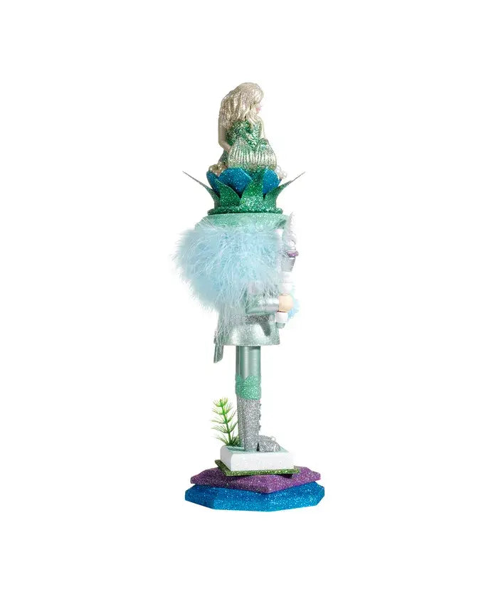 Side back view of mermaid kind nutcracker