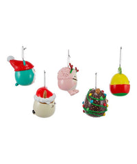 Set of colorful Christmas ornaments on a white background