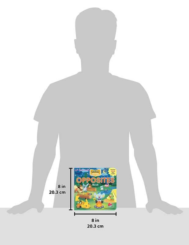 Book titled 'Opposites' with a silhouette of a person for scale on a white background