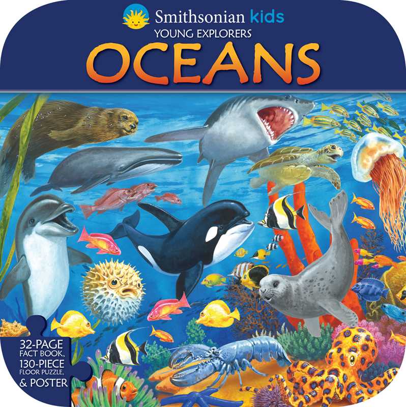 Book cover of 'Smithsonian Kids Young Explorers Oceans' with underwater animals and colorful design.