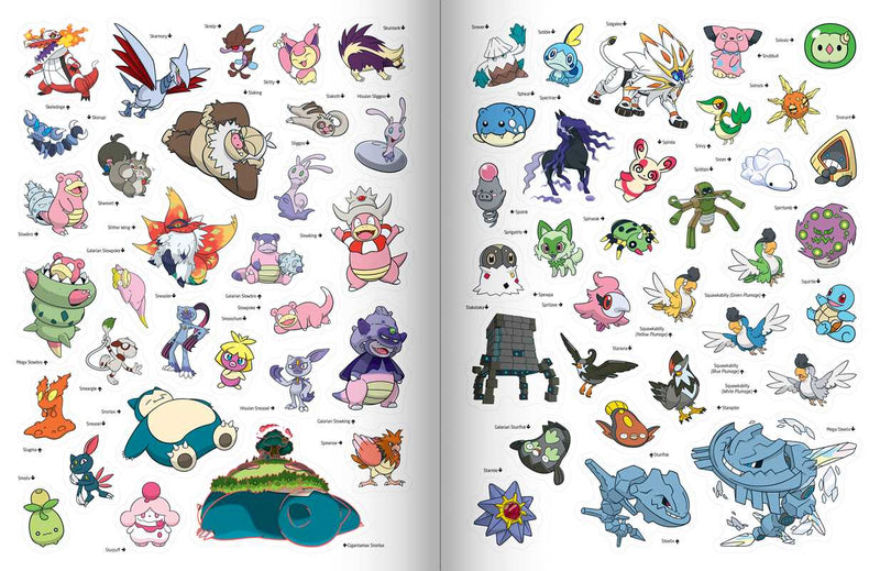 Illustrations of various cartoon characters on a white background