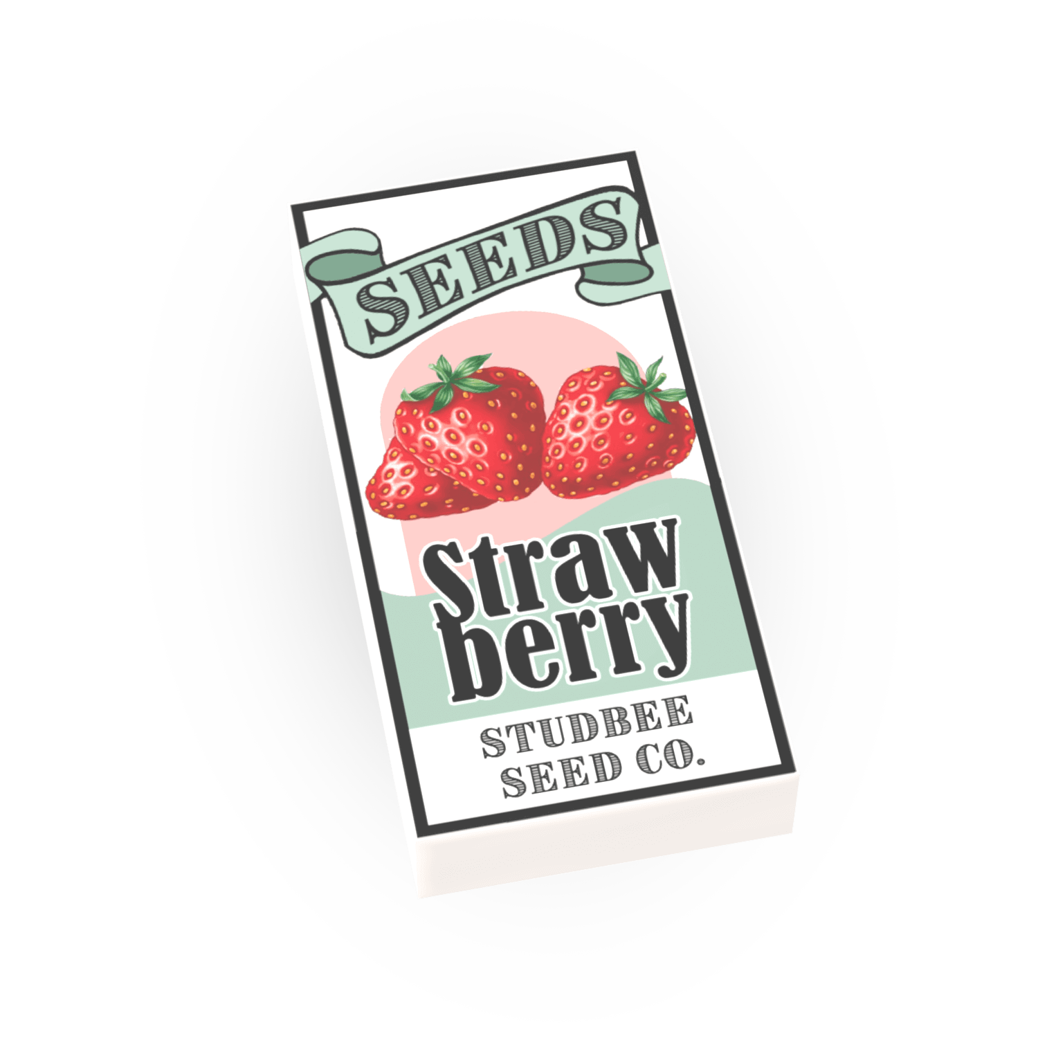 Seed Packet, Strawberry - Custom Printed Minifig Scale Tile - Made Using LEGO® parts