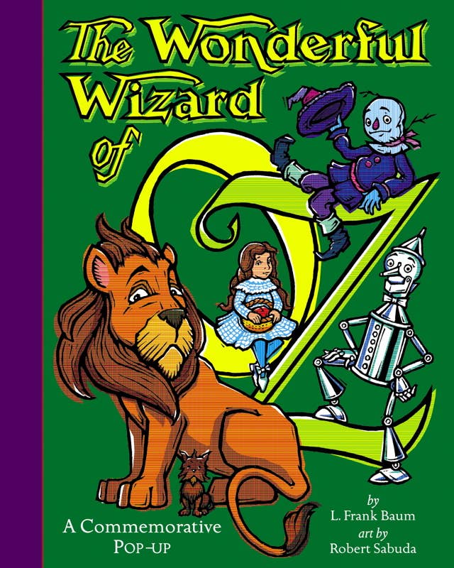 Cover of 'The Wonderful Wizard of Oz' pop-up book with characters and colorful design.