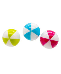 Three colorful striped balls on a white background
