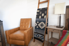 Alpaca wool throw blanket in midnight geometric pattern - Andean home textile
