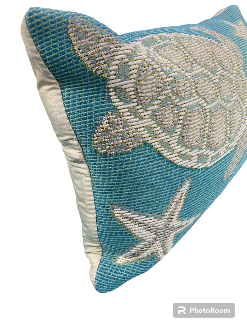 Marina Turtle and Stars Indoor/Outdoor Pillow Aqua 12" x 18"