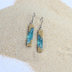 Ultramarine resin rectangle earrings – handmade coastal jewelry by BoldB
