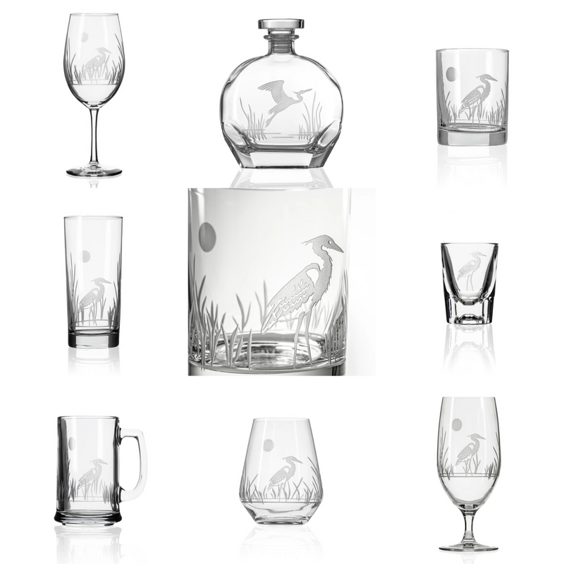 Heron Etched Glassware